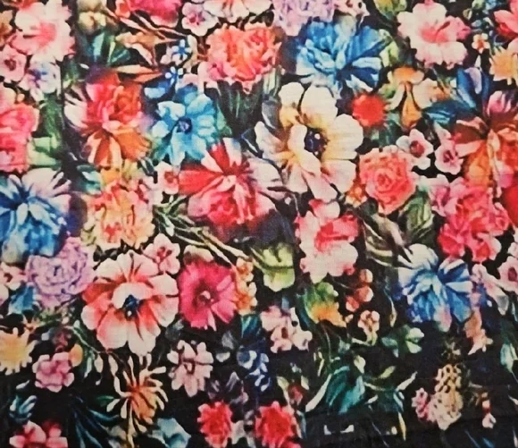 Floral Navy Women's Top - Large, Blue, Pink, Orange, Purple, Yellow - Picture 7 of 7